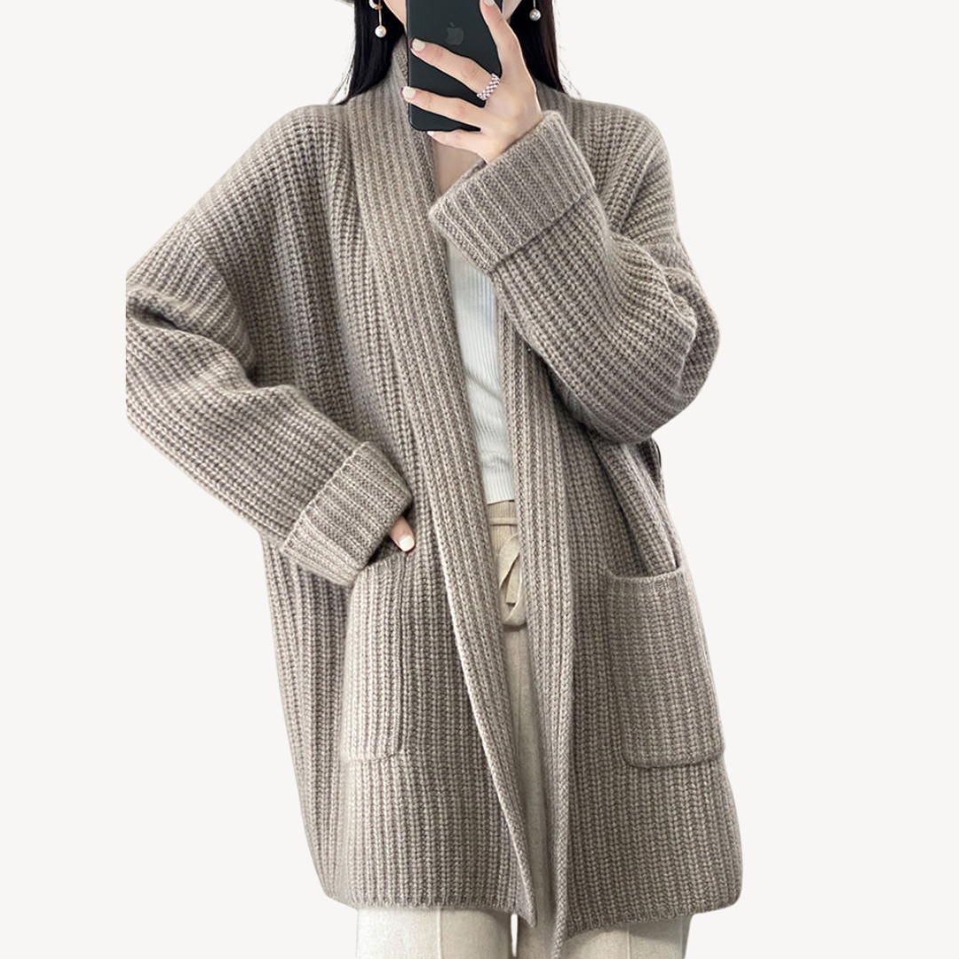 R&B | Damen Lange Strickcardigan Pullover