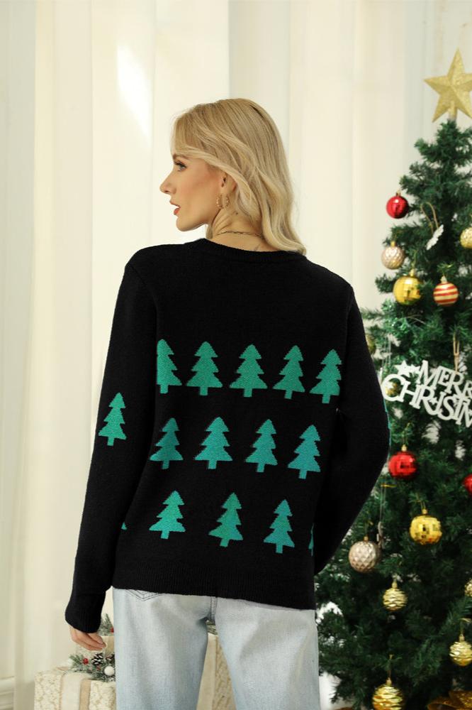 R&B | Funkelnder Pailletten Weihnachtbaum Strickpullover