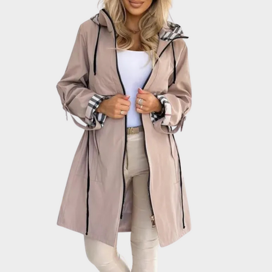 R&B | Lange Jacke mit Reißverschluss und Kapuze