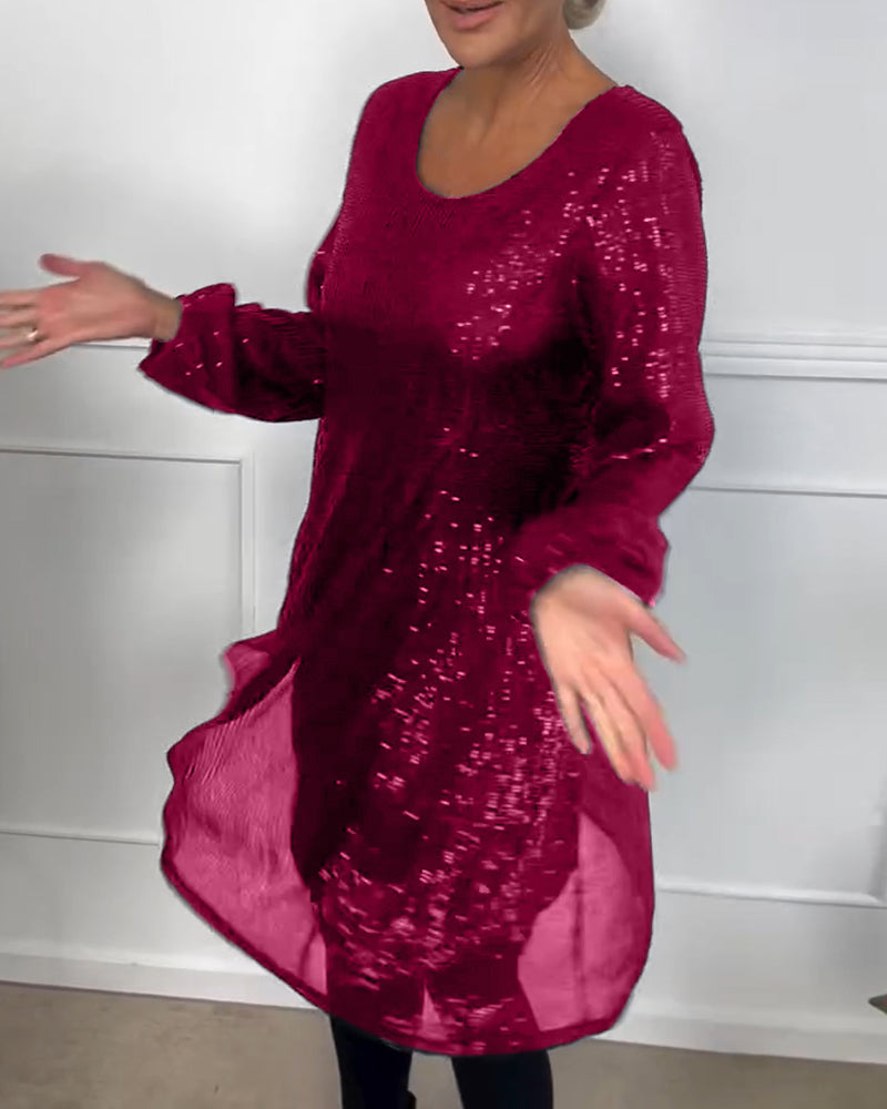 R&B | Elegante Laterne Ärmel Pailletten A-Linie