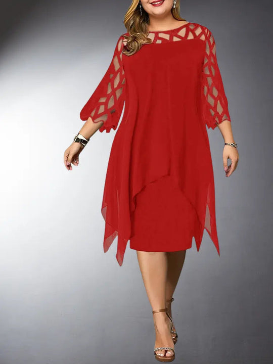 R&B | Elegantes Plus Size Spitzen-Midi-Kleid