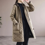 R&B | Modern langer einfarbiger gepolsterter Mantel mit Knöpfen Ideal für Herbst/Winter