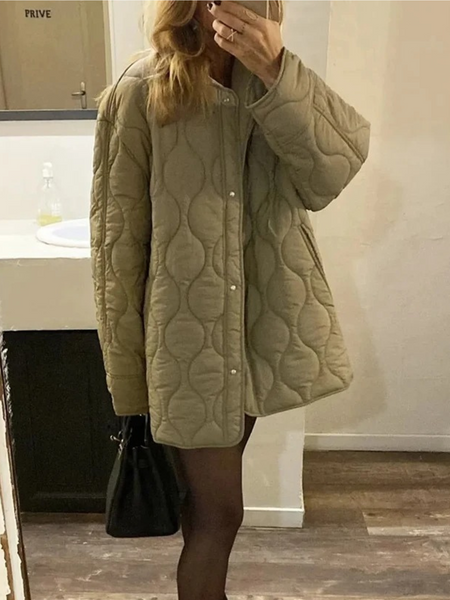 R&B | Elegante Langarm-Steppjacke mit Ein-Knopf-Verschluss Ideal für Herbst/Winter