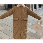 R&B | Stylische Übergroße Steppjacke mit Pelzkragen und Knöpfen Ideal für Herbst/Winter