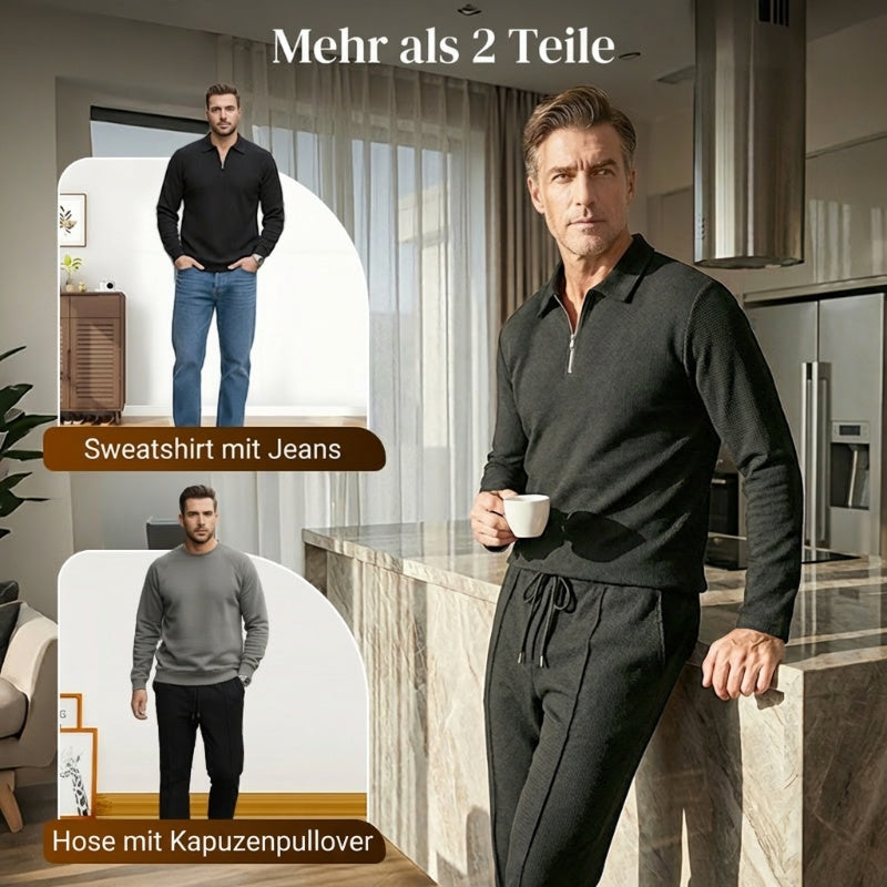 Herren Lockerer Waffelstrick-Zweiteiler