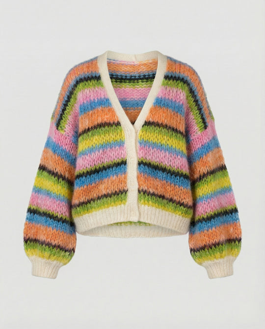 R&B | Bunte Patchwork Strickjacke Für Damen