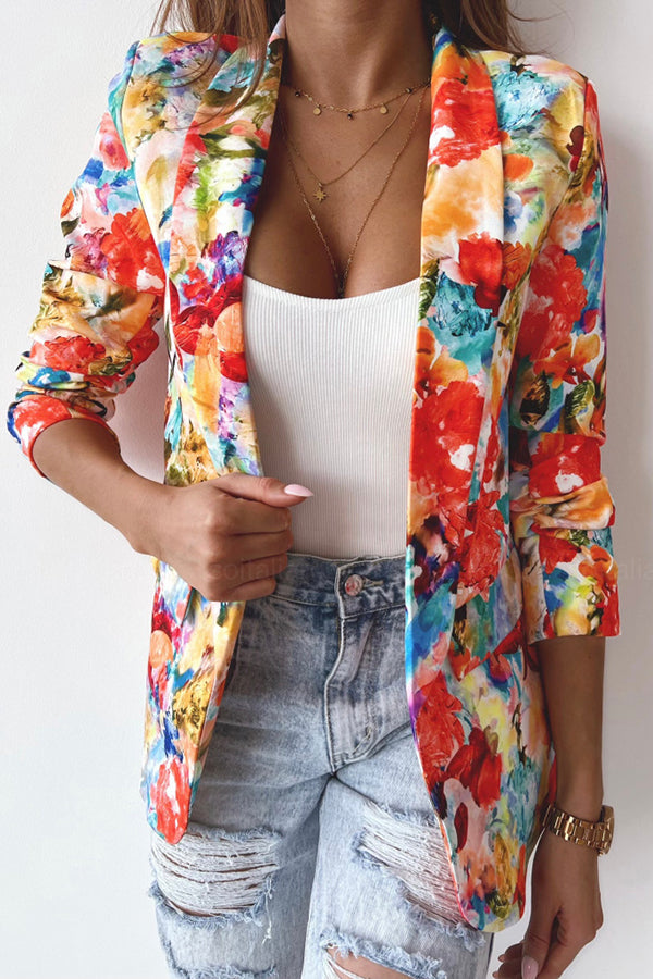 R&B | Freie und Echte Florale Revers Freizeitanzug Blazer