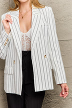 R&B | Gestreifter Reverskragen Langarm Blazer