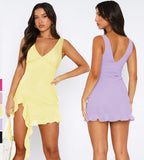R&B | Kleid mit Hosenträgern und V-Ausschnitt mit Fransen