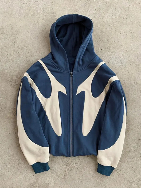 R&B | Y2K Kontrastfarbe Übergroße Hoodie mit Langen Ärmeln für Herren