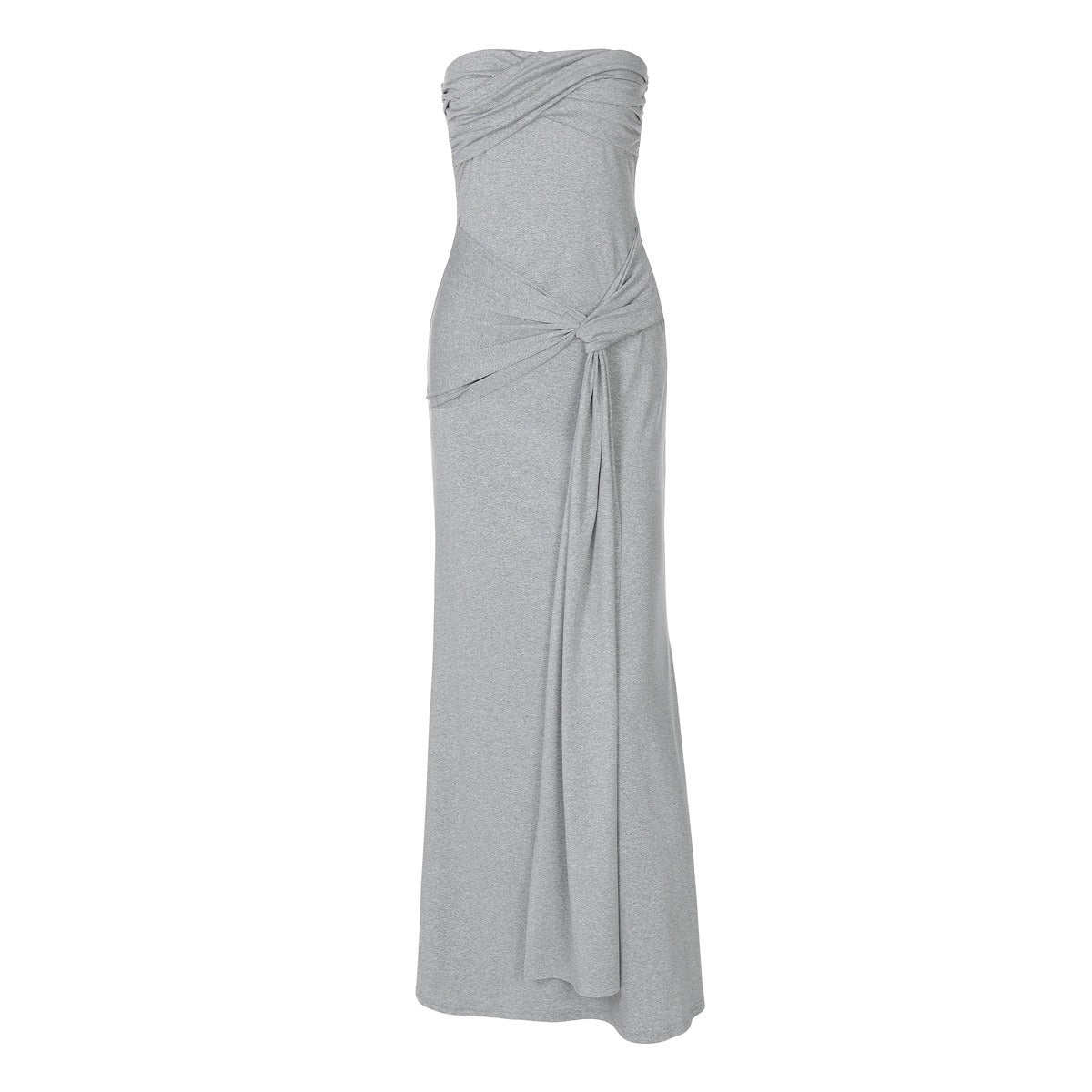 R&B | Einfarbiges ärmelloses Kleid mit hoher Taille und Ein-Wort-Ausschnitt