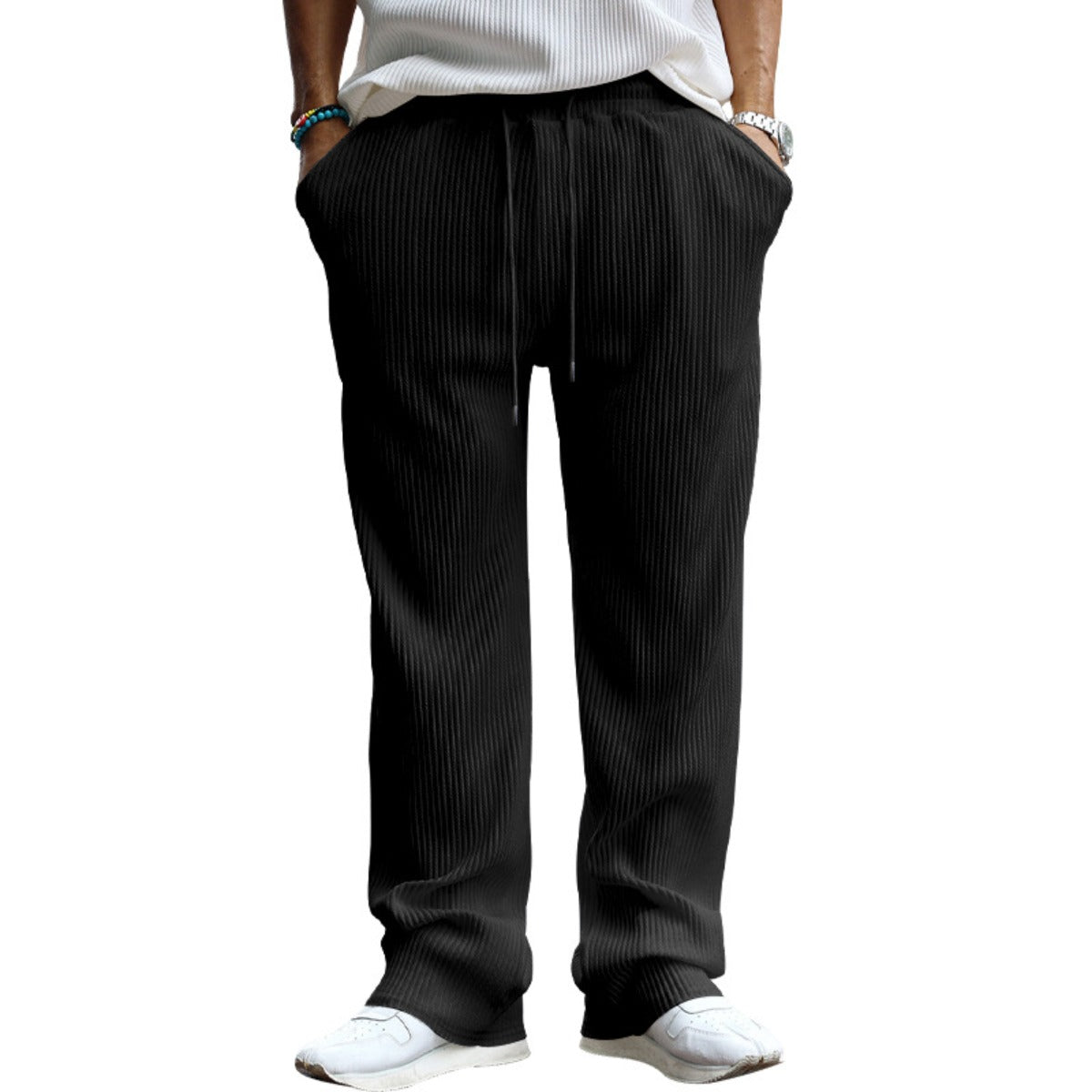 R&B | Dropping Gestreifte Hose mit hoher Taille und weitem Bein