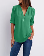 R&B | V-Ausschnitt plus Größe Frauen ärmellos Chiffon Shirt