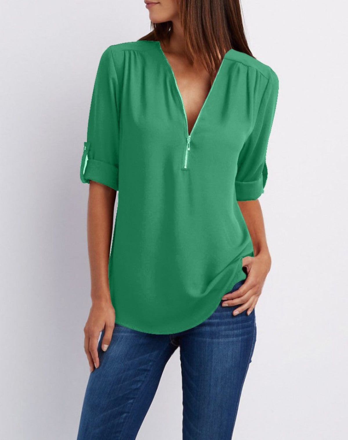 R&B | V-Ausschnitt plus Größe Frauen ärmellos Chiffon Shirt