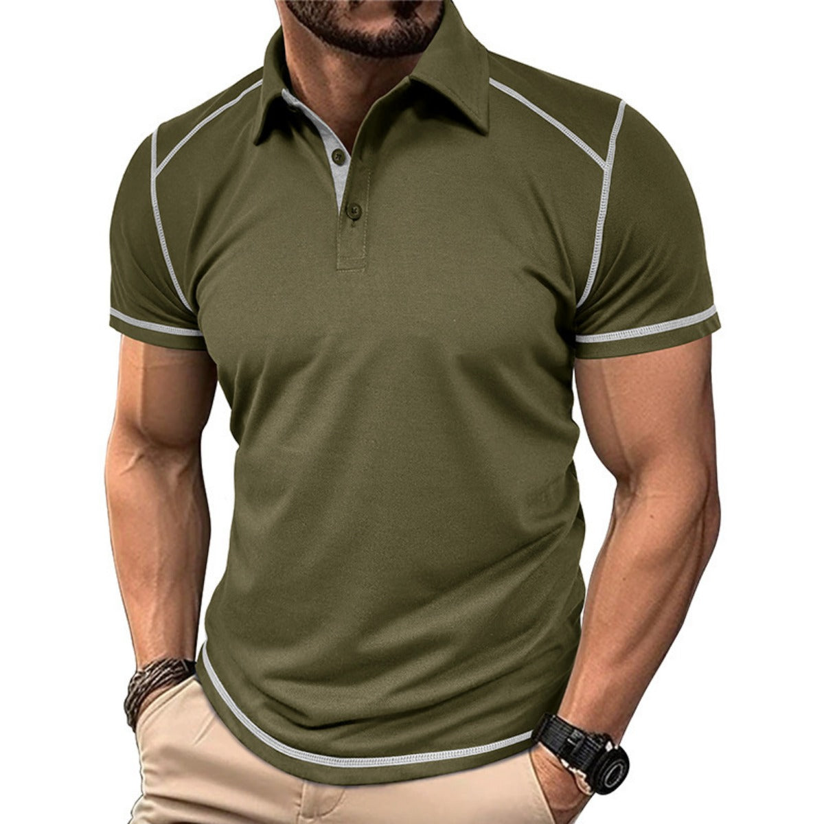 R&B | Kurzärmeliges Poloshirt zum Spleißen