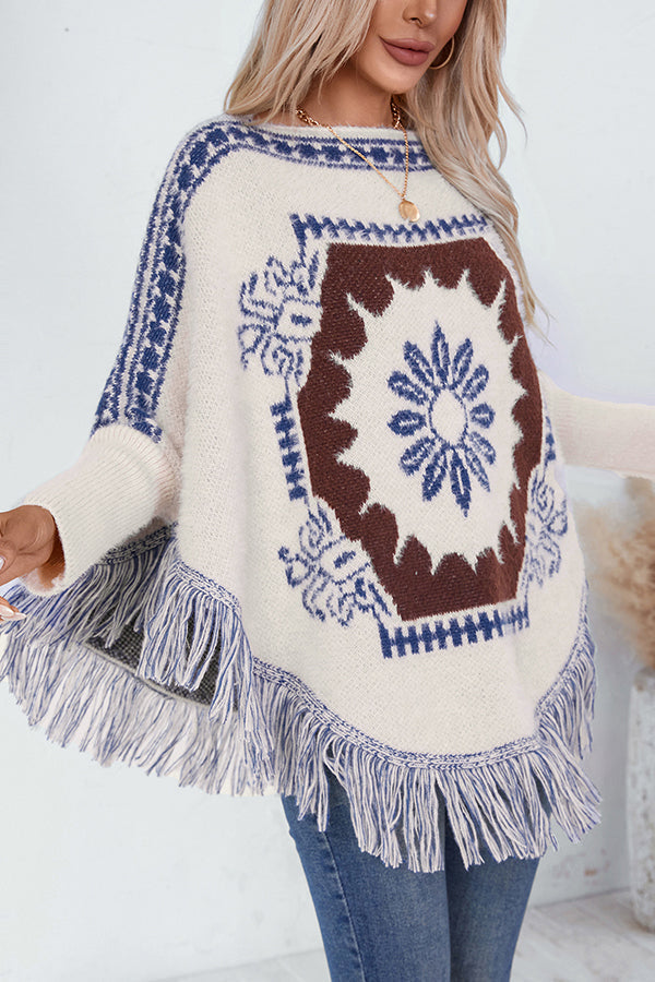 R&B | Boho Strickpullover mit Quasten-Saum