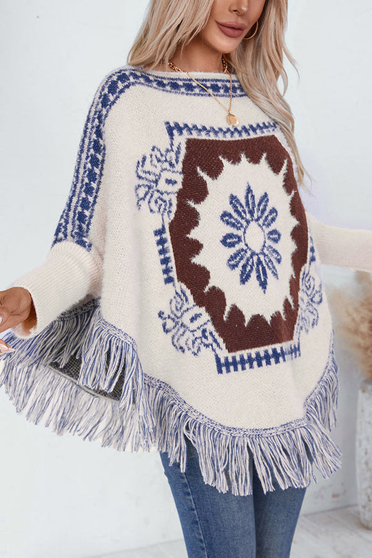 R&B | Boho Strickpullover mit Quasten-Saum