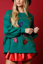 R&B | Weihnachtslichter Pailletten Schlitz Pullover Sweatshirt