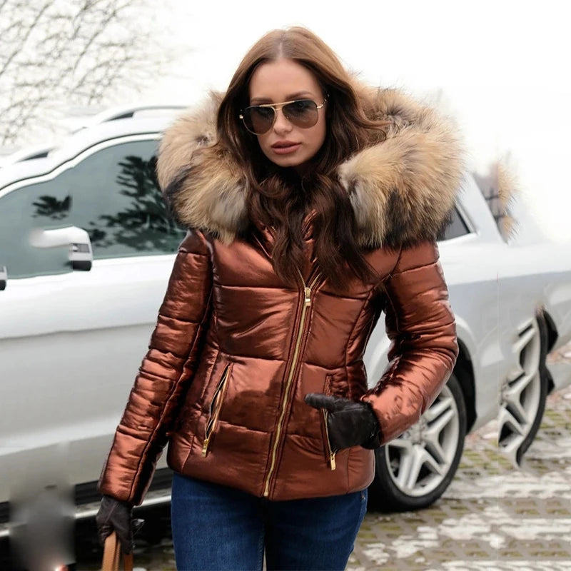 R&B | Damen Winterjacke mit Kapuze und Kunstfellfutter