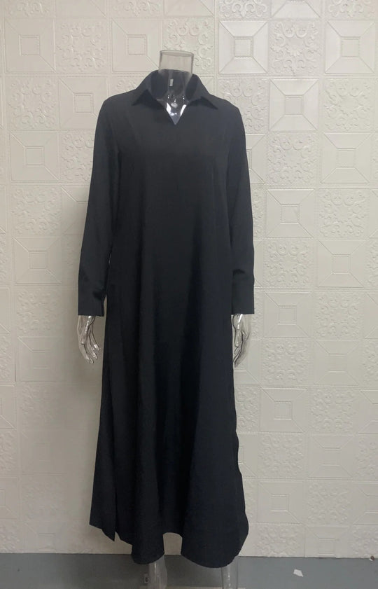R&B | Langärmeliges Kleid mit V-Ausschnitt Damenbekleidung