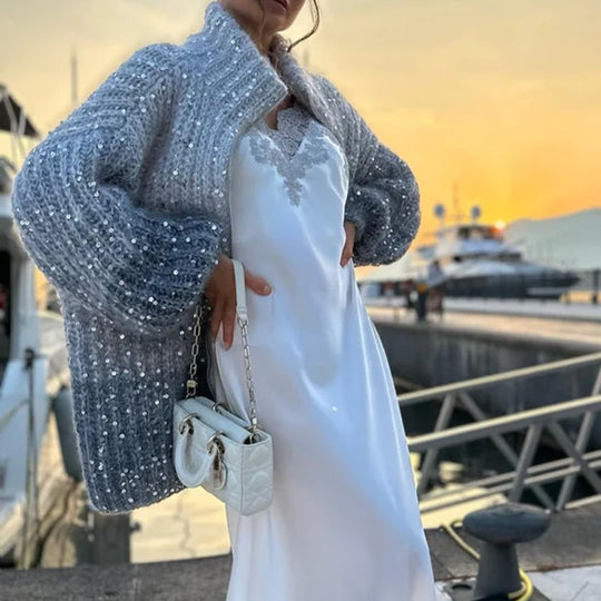 R&B | Strick-Cardigan mit Glitzer-Pailletten