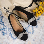 Elegante Kristall-Bogen-Keilabsatz-Sandalen R&B R&B