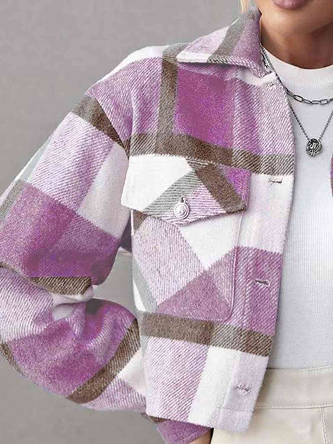 R&B | Karierte Kragenknopf Jacke
