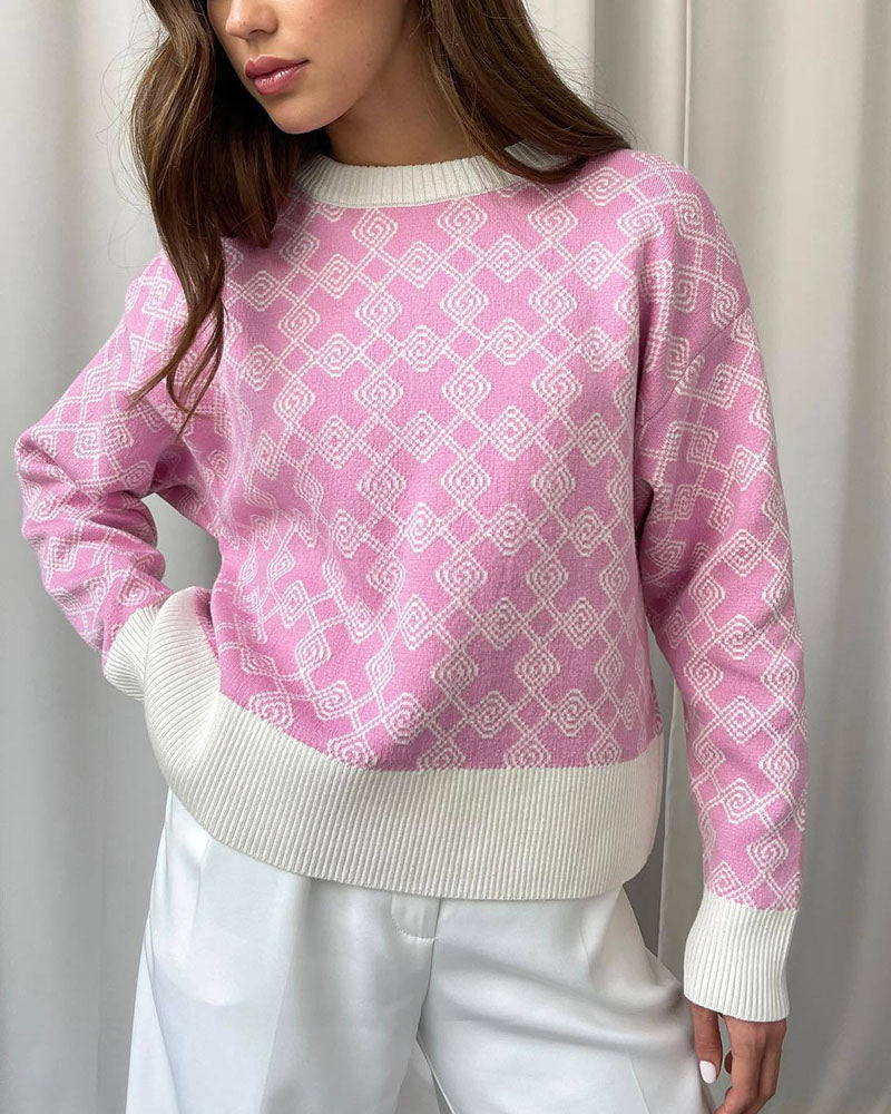 R&B | Muster Strickpullover Weich und Trendy Statement-look