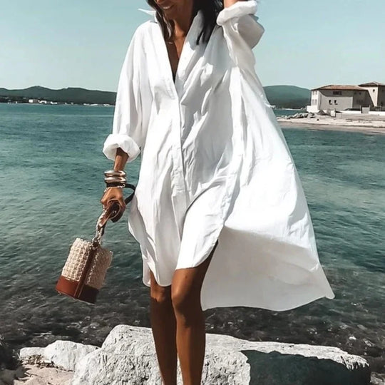 R&B | Lässiges Mittellanges Hemdkleid für Frauen