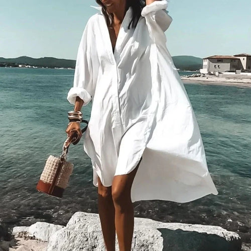 R&B | Lässiges Mittellanges Hemdkleid für Frauen