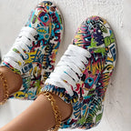 Damen Graffiti Druck Lage Turnschuhe