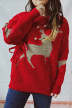 R&B | Weihnachtsmuster Gestrickter Rundhalsausschnitt Langarmpullover