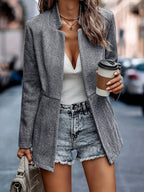 R&B | Eleganter Business-Langblazer mit offenem Front und Chevron-Muster Ideal für alle Jahreszeiten