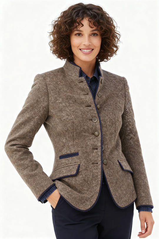R&B | Mehrknopf Damenjacke aus Wolle mit Farbkombination