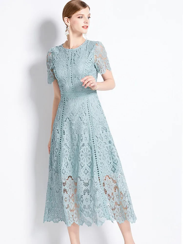 R&B | Elegantes Spitzenkleid Midi-Länge