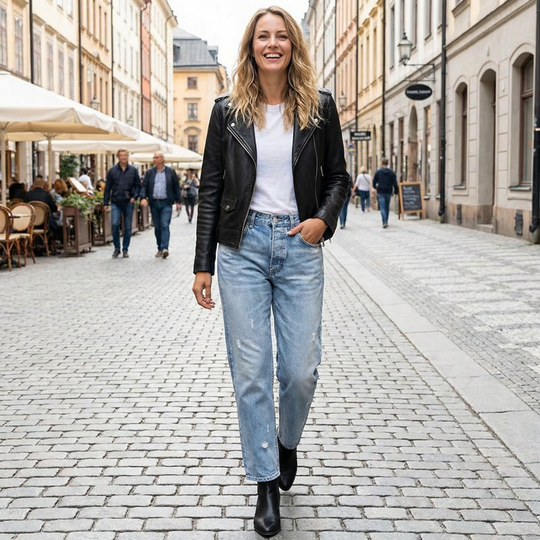 Damen Retro Jeans mit geradem Bein und kurzem Schnitt für Damen