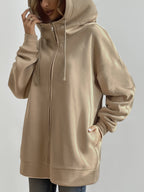R&B | Comfort - Extrem Bequemer Langer Zip-Up-Plüsch-Hoodie mit Kapuze für Damen