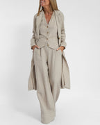 R&B | Elegantes 2-Teiliges Set Leinen Weite Hose & Weste
