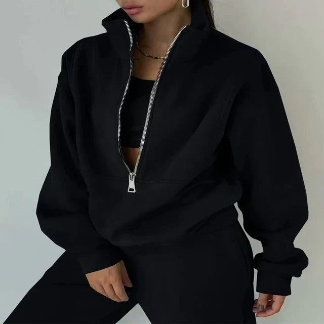 R&B | Sweatshirt - Damen Herbst Halb-Zip Trainingsanzug Set
