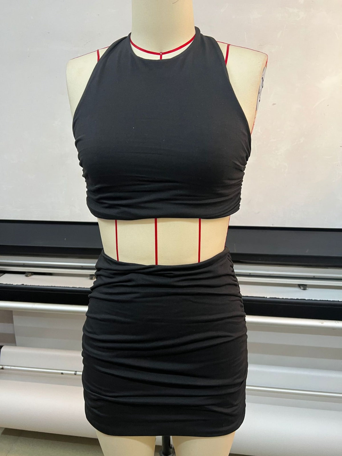 R&B | Ärmelloses Neck Tube Top Weste Hip Wrap Set