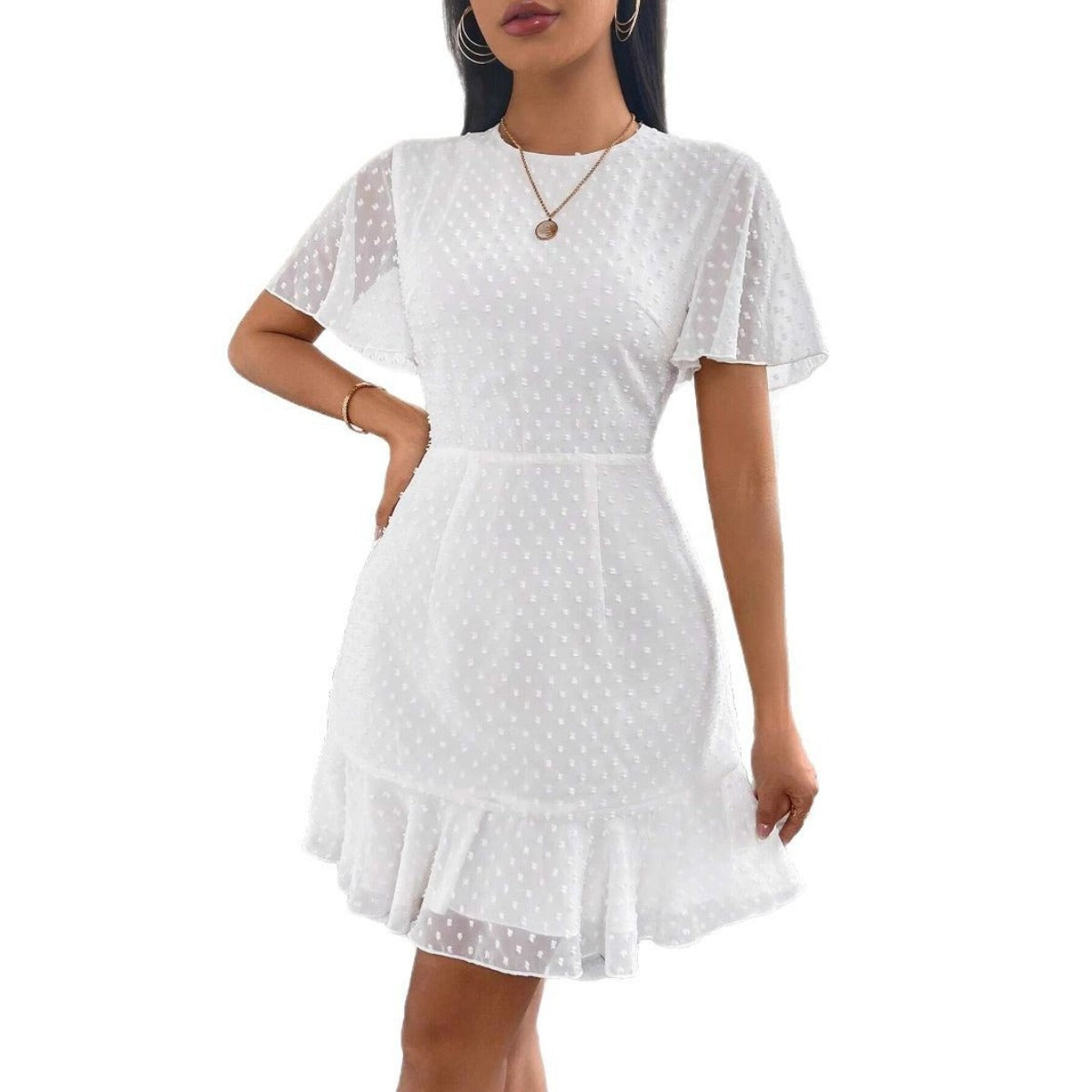 R&B | Dreidimensionales Kleid mit Rüschenrand und Punkten