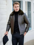 R&B | Herren Schwarze Leder Herbstjacke