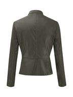 R&B | Reißverschluss Vorne Kunstleder Cropped Jacke