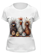 R&B | Damen T-Shirt Sommershirt mit Hühnerdruck, Rundhalsausschnitt, Kurze Ärmel, Lässig und Komfortabel