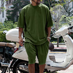R&B | Lockeres T-Shirt Shorts einfarbiges Set