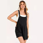 R&B | Jumpsuit-Shorts aus Baumwolle und Leinen mit weitem Bein