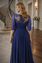 Damen Elegantes Abendkleid mit floralen Spitzenakzenten und schwingendem Rock R&B