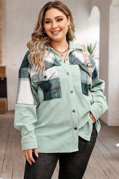 R&B | Plus Size Karos Shacket Jacke für Damen