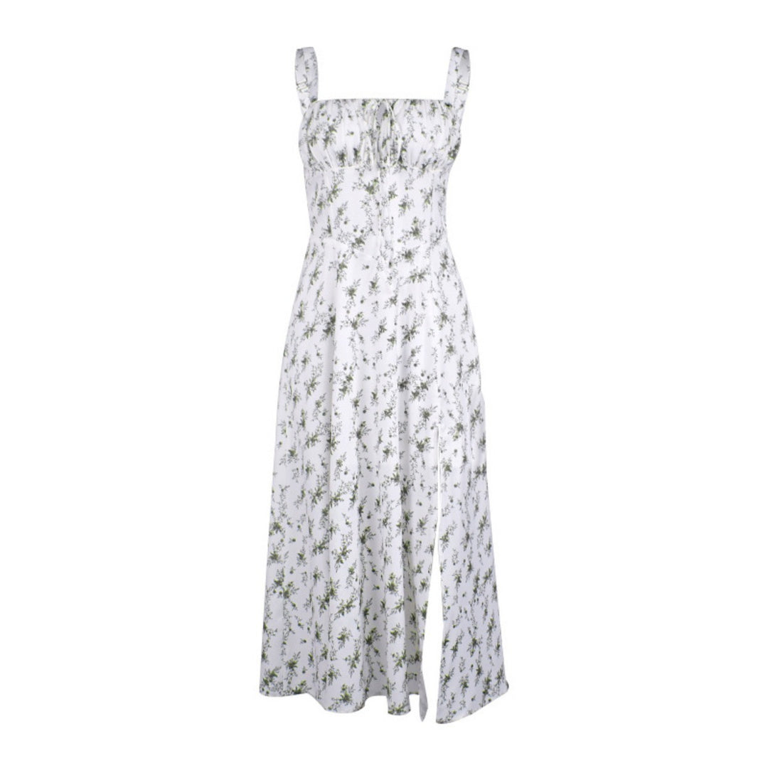 R&B | Floraler Strapsrock mit Schnürsenkeln und Neckholder mit hohem Schlitz