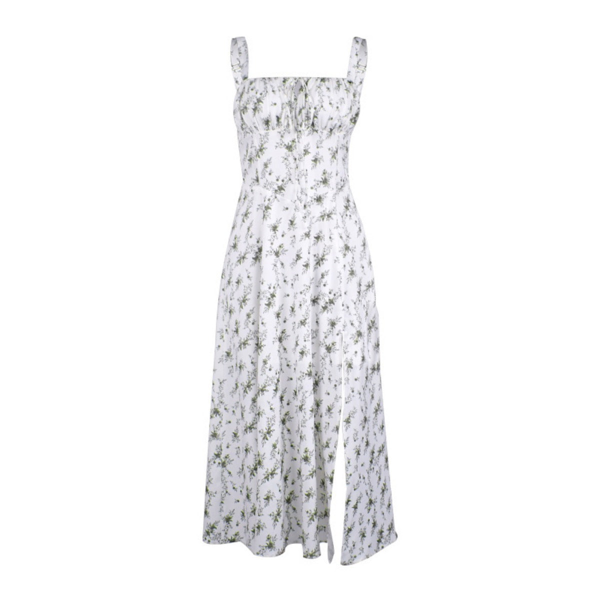 R&B | Floraler Strapsrock mit Schnürsenkeln und Neckholder mit hohem Schlitz